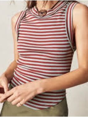 FP We The Free Ribbed Stripe Tank Raw Hem Boho